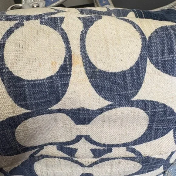 Coach Poppy Collection Blue Denim Patchwork with Silver Detail Tote Purse - Picture 10 of 16